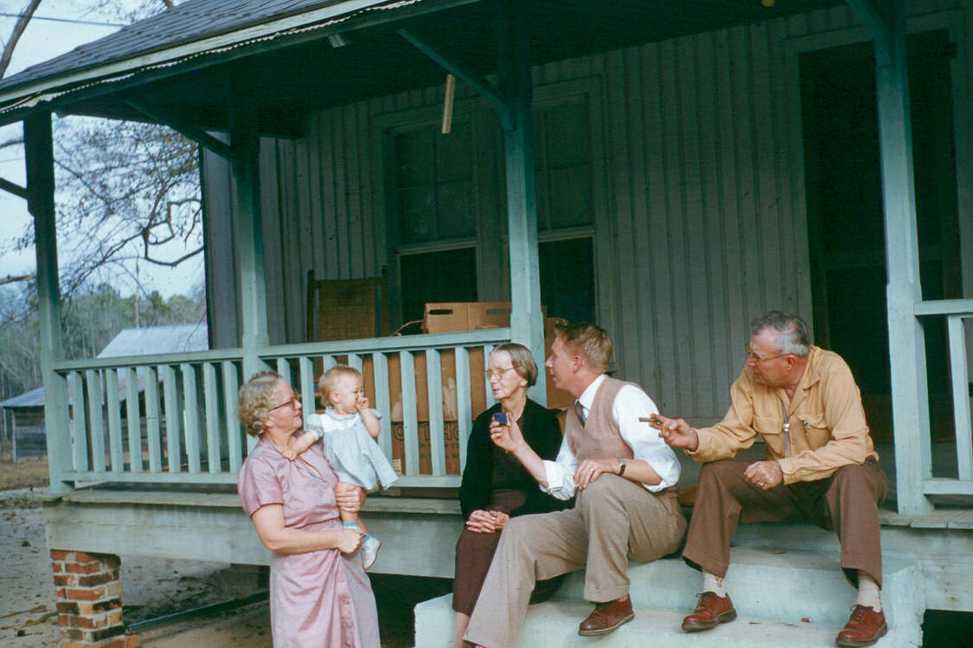 Grandma, Peg, Greatma, Dad, and Grandpa, 1955.