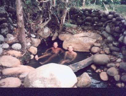 Tim with German friend at Hotspring in Panama near Boquette
