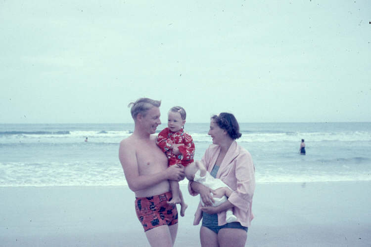Mom and Dad, Daytona Beach, with Peg and Sharlotte