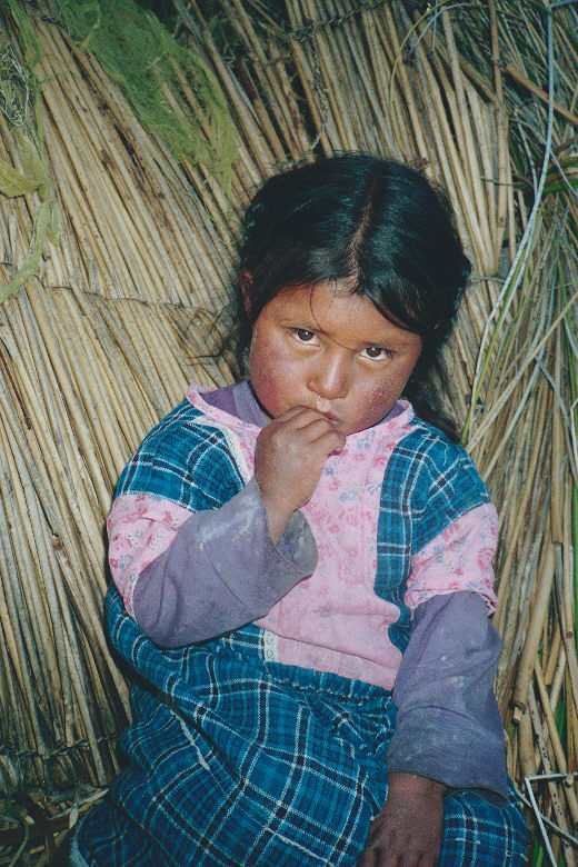 A little girl on the islands of Lake Titicaca