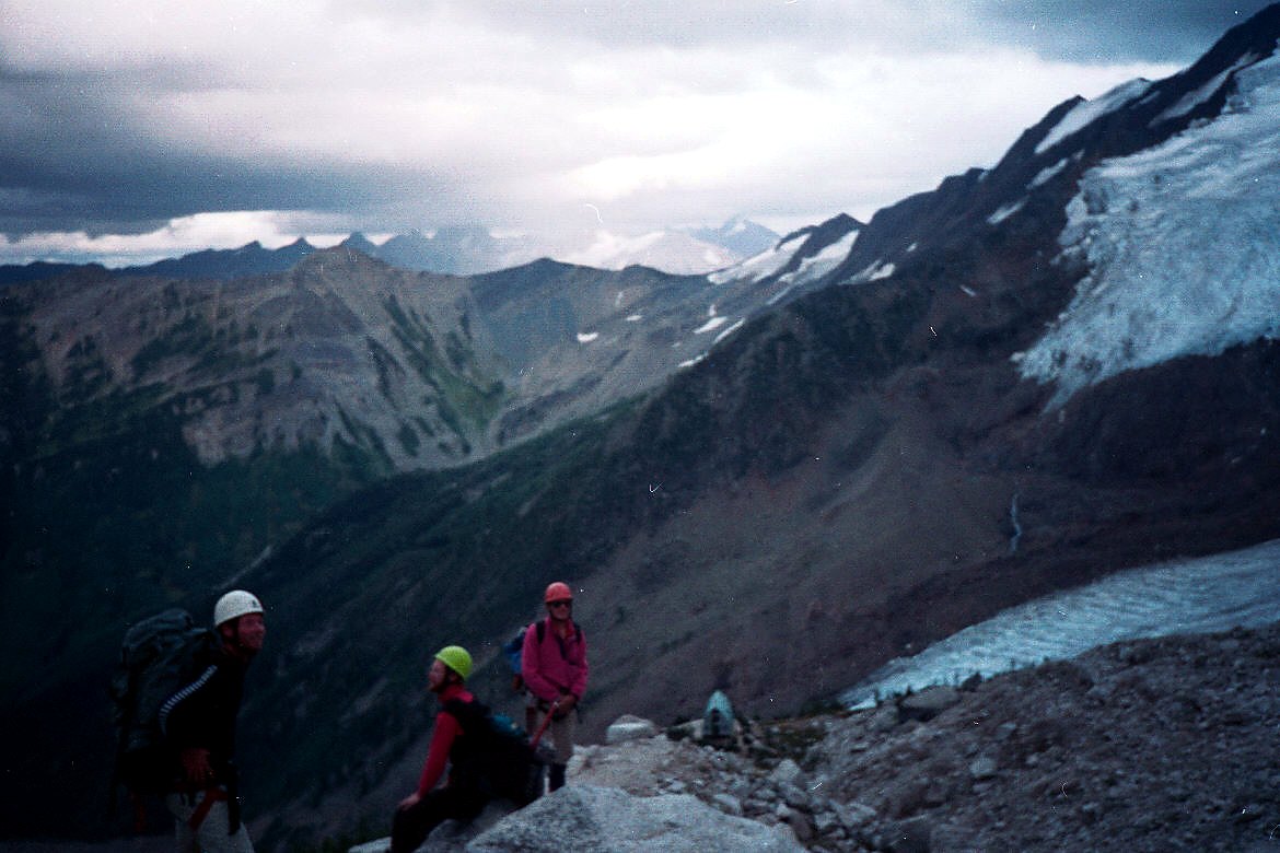 Climbers crossing a glacier during the Bugaboos trip.