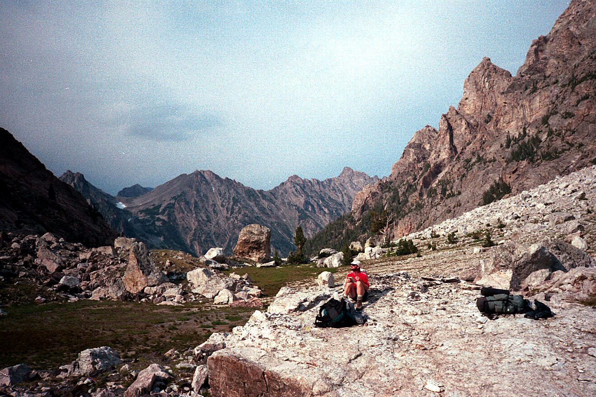 Backpacking through the Grand Tetons during the 1992 trip.