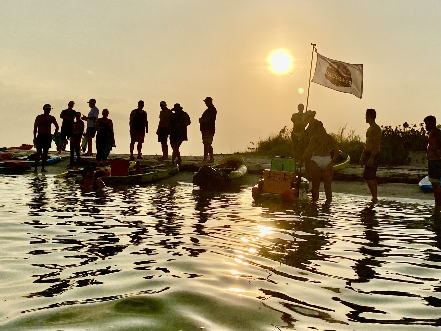 Group on sandbar