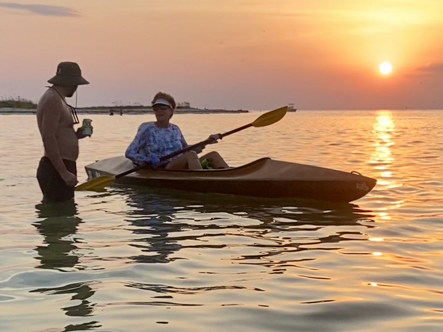 Kayaker in shallows