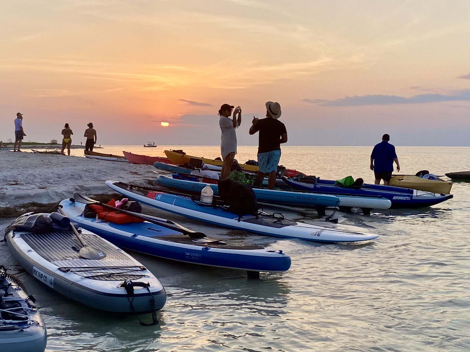 Boats lined on shore