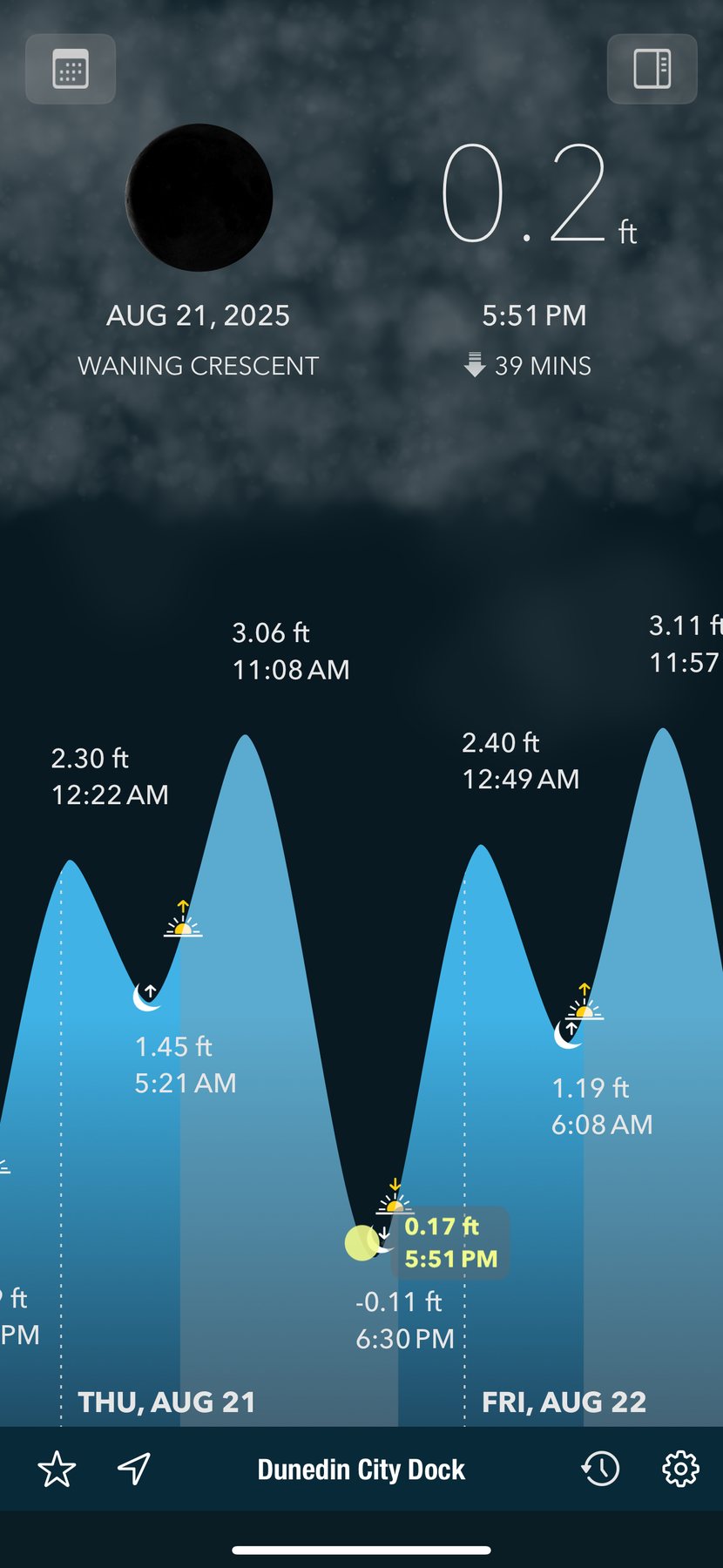 Photo #1: Tide graph showing an exceptionally low evening tide near Dunedin Causeway