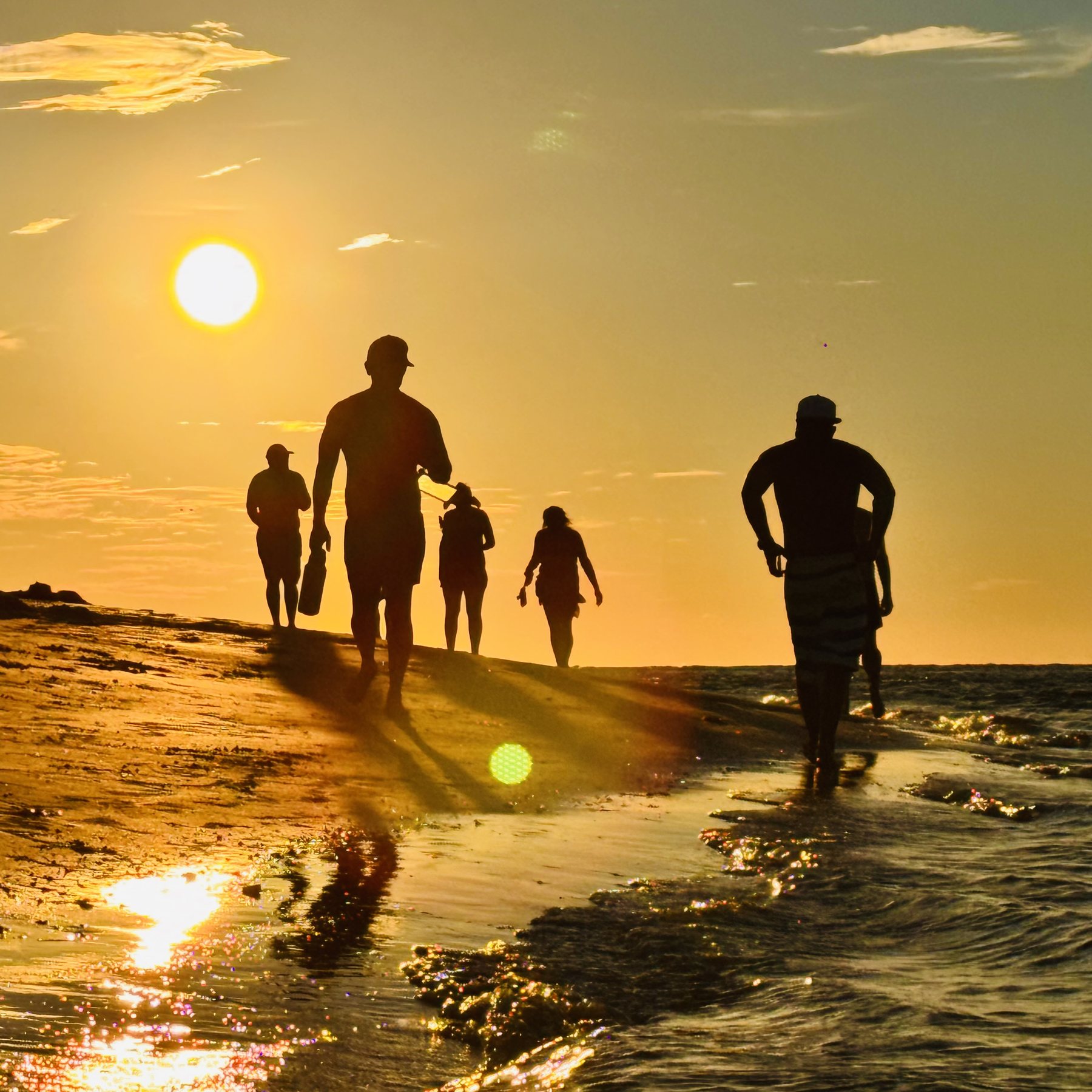 Photo #14: The group returning from the water beneath the lowering sun