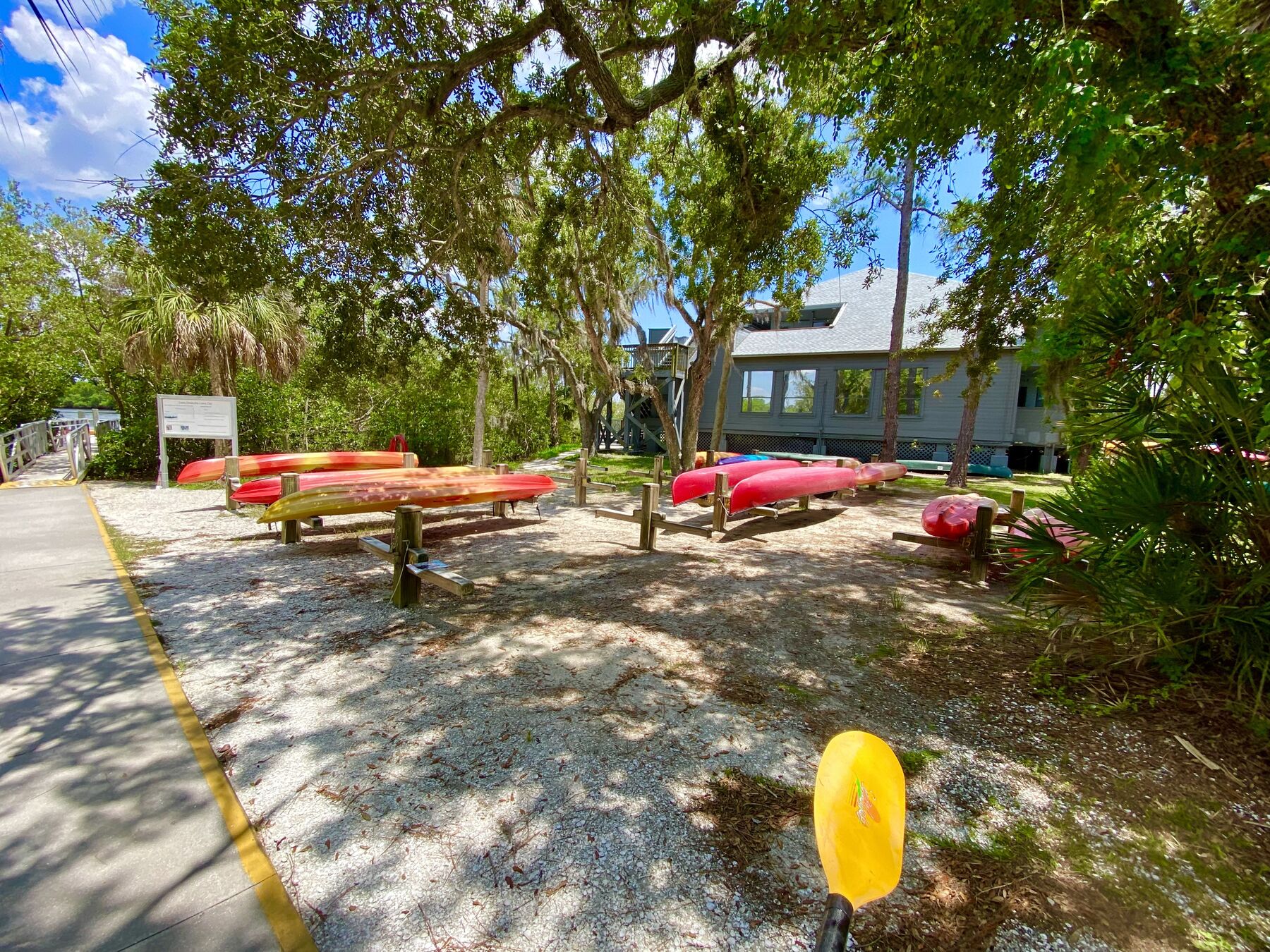 Canoes and kayaks near the rental area
