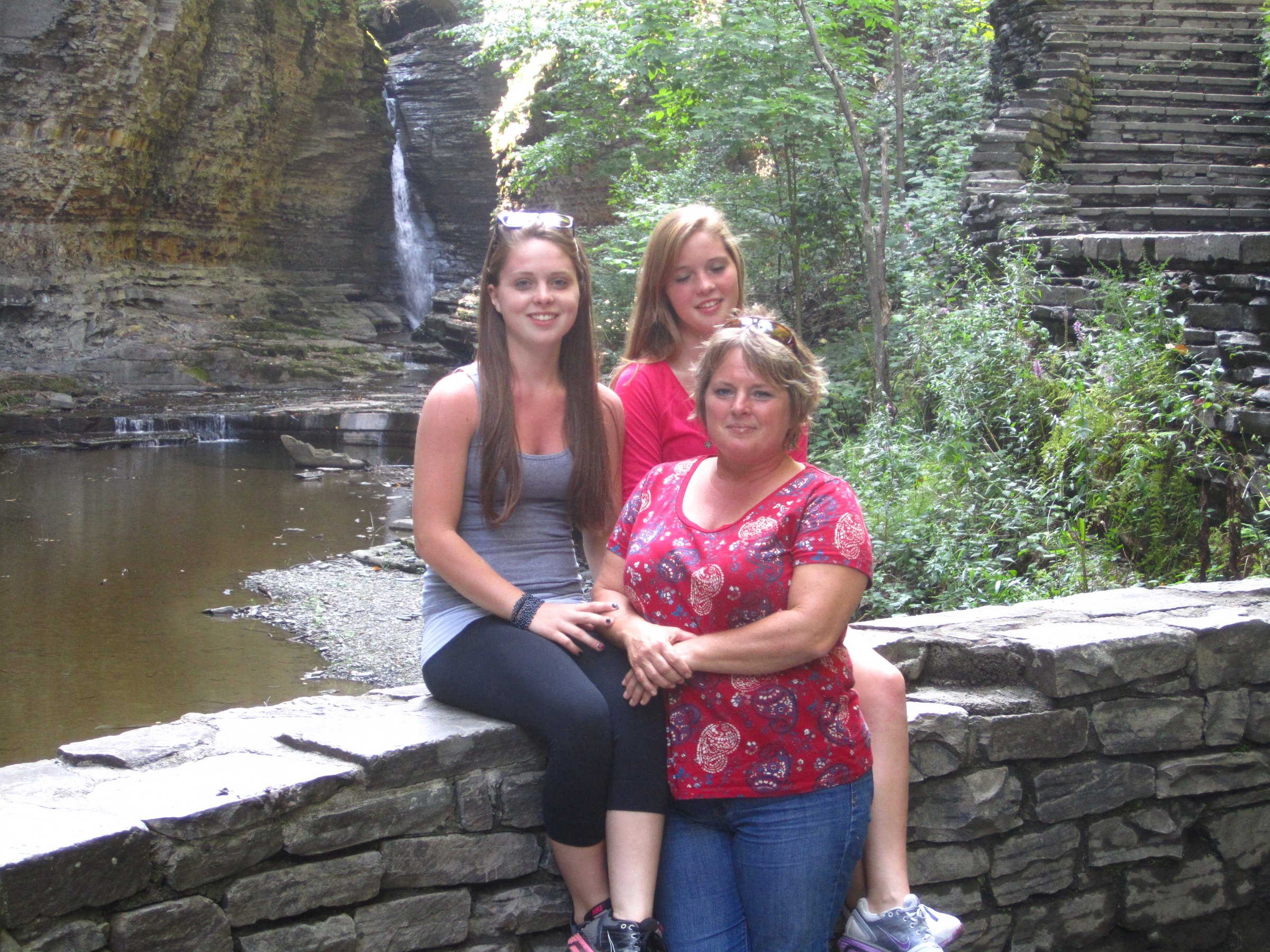 Cindy with Brinlin and Delaney during our walk through Watkins Glen.
