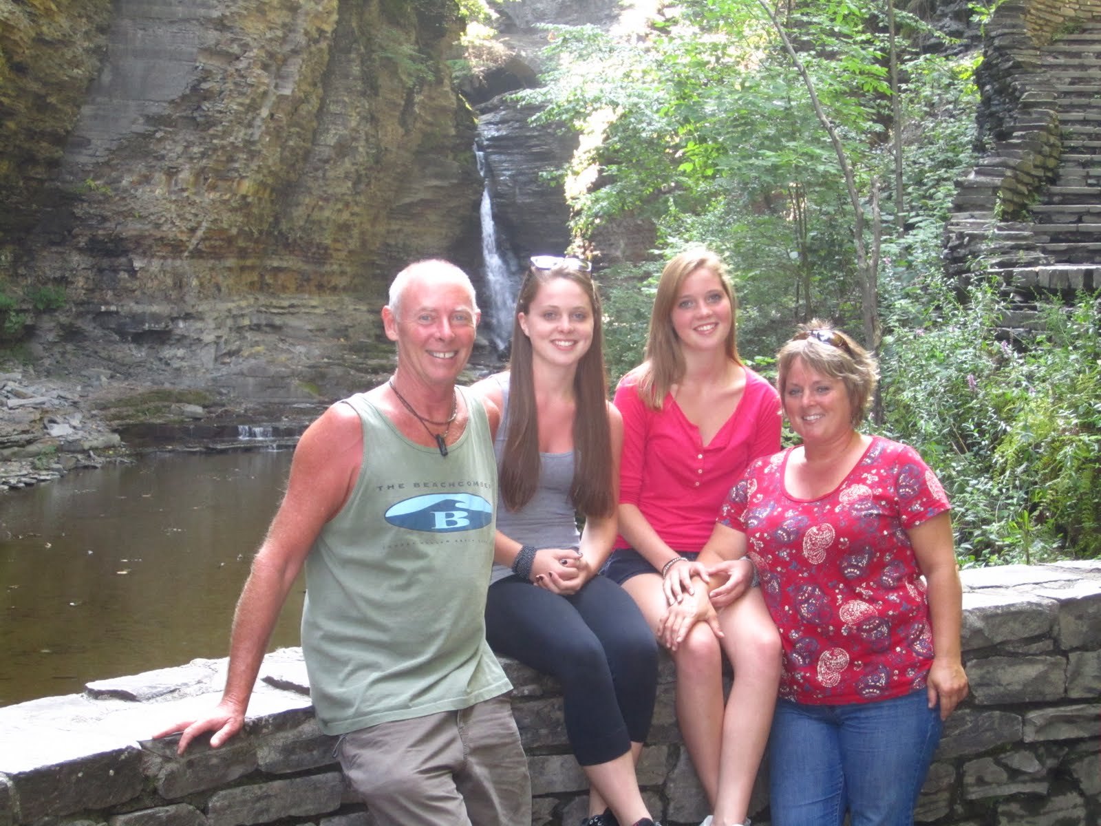 Tim, Cindy, Brinlin, and Delaney together in the gorge.