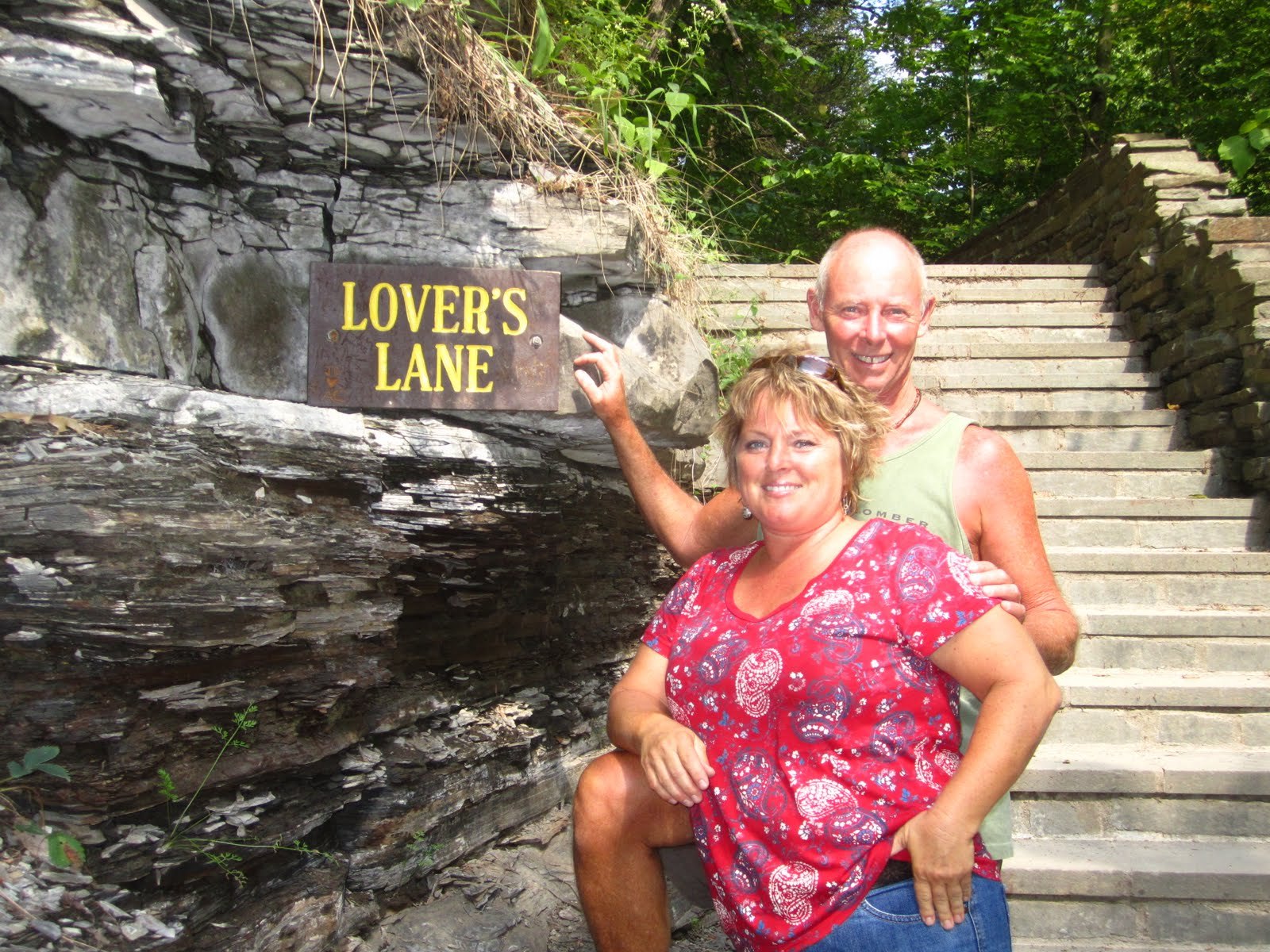 Tim and Cindy stopping at Lovers Lane.