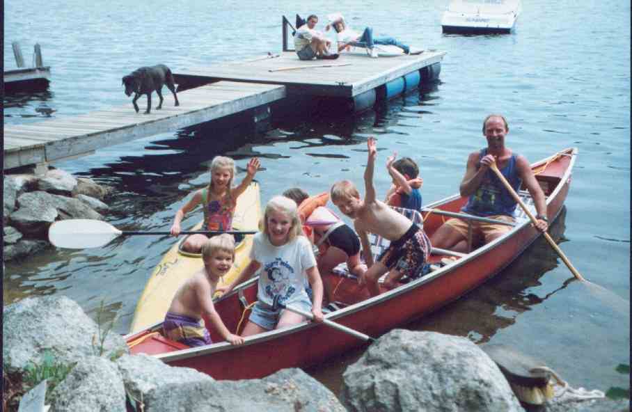 Taking the neices and nephews for a paddle on Bare Hill Pond