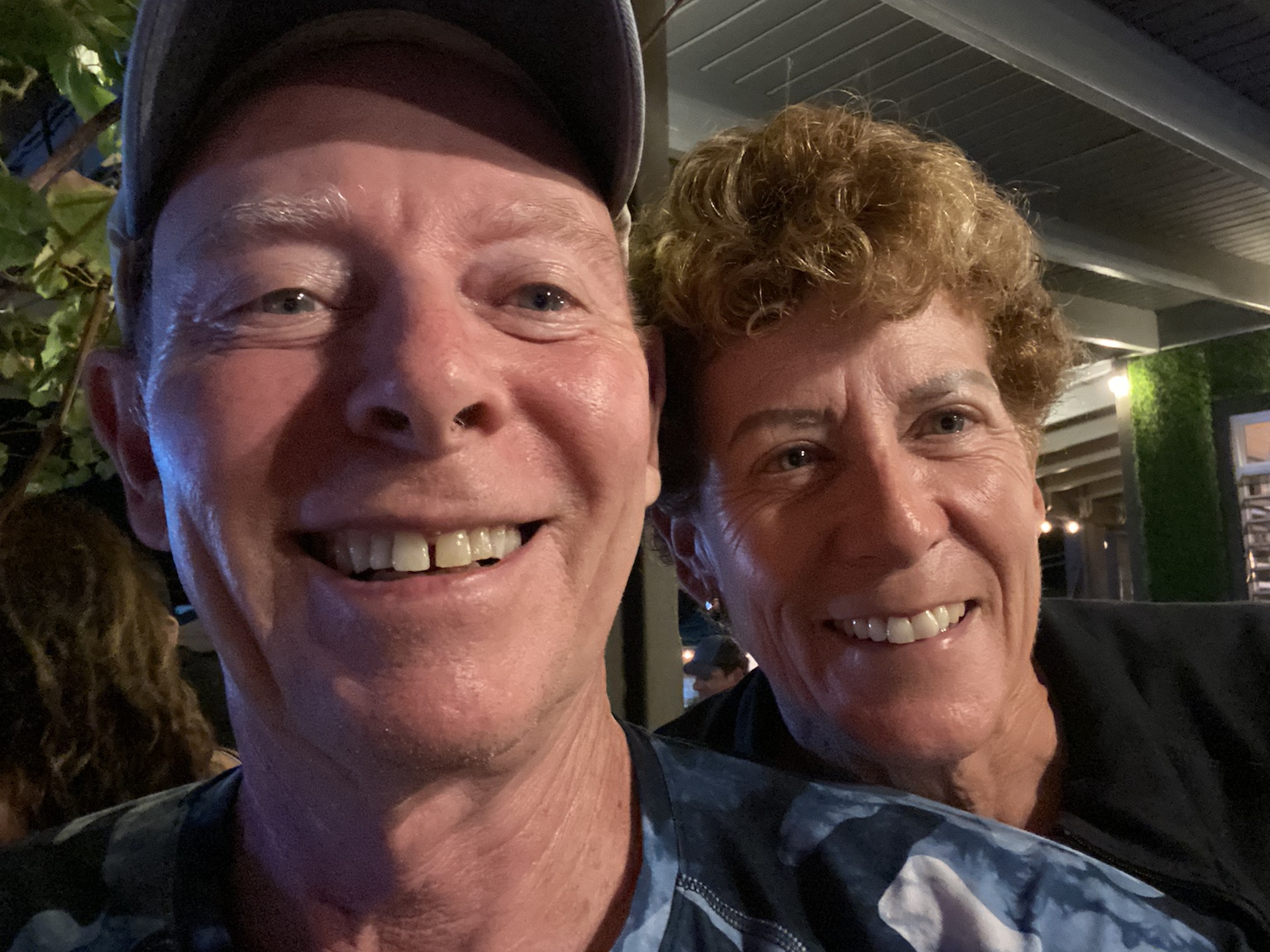 A close nighttime selfie during another evening out together.