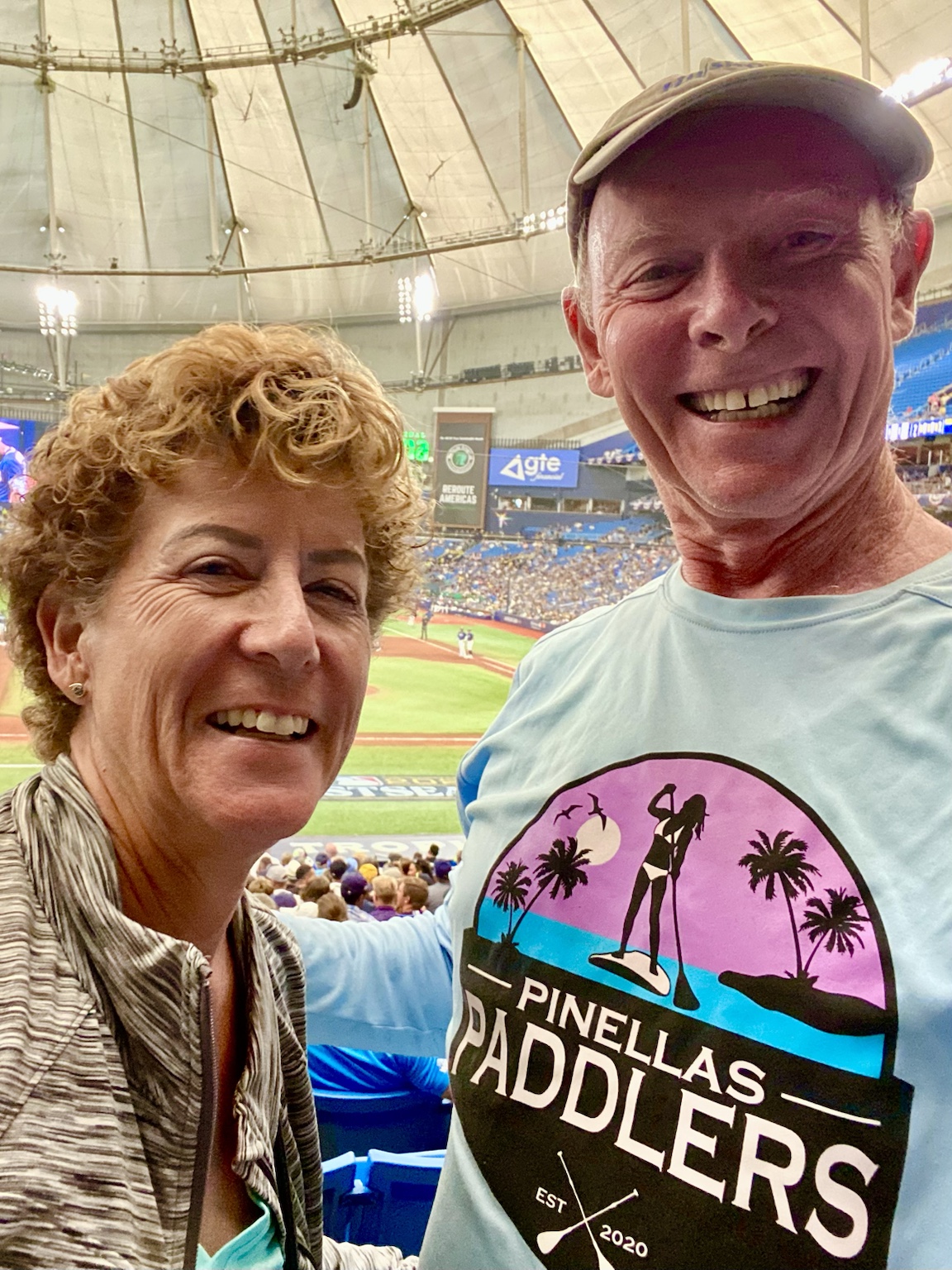 Taking in a baseball game beneath the dome at Tropicana Field.