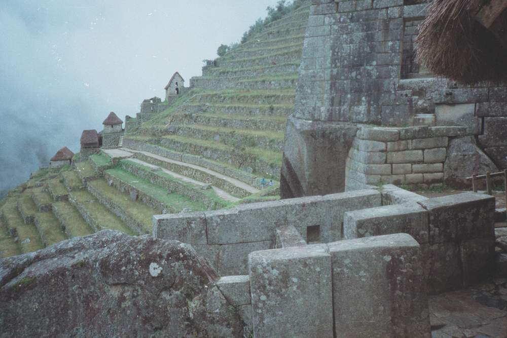 Stone terraces and mountain scenery at Machu Picchu